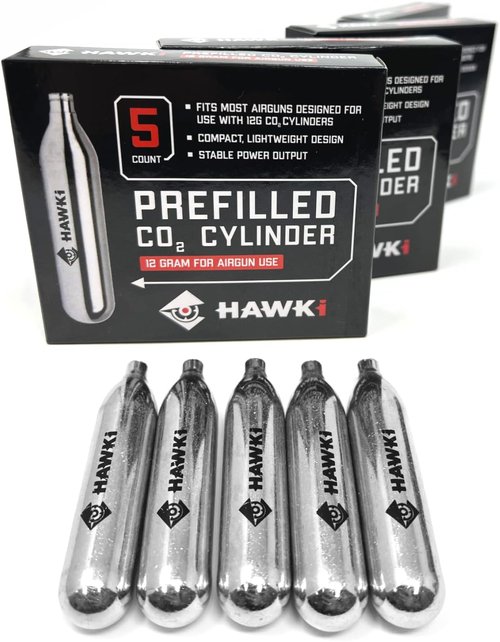 Hawki 12 Gram CO2 Cartridges - Ideal for Air Guns, BB Guns, Airsoft Pistols & Paintball Gear
