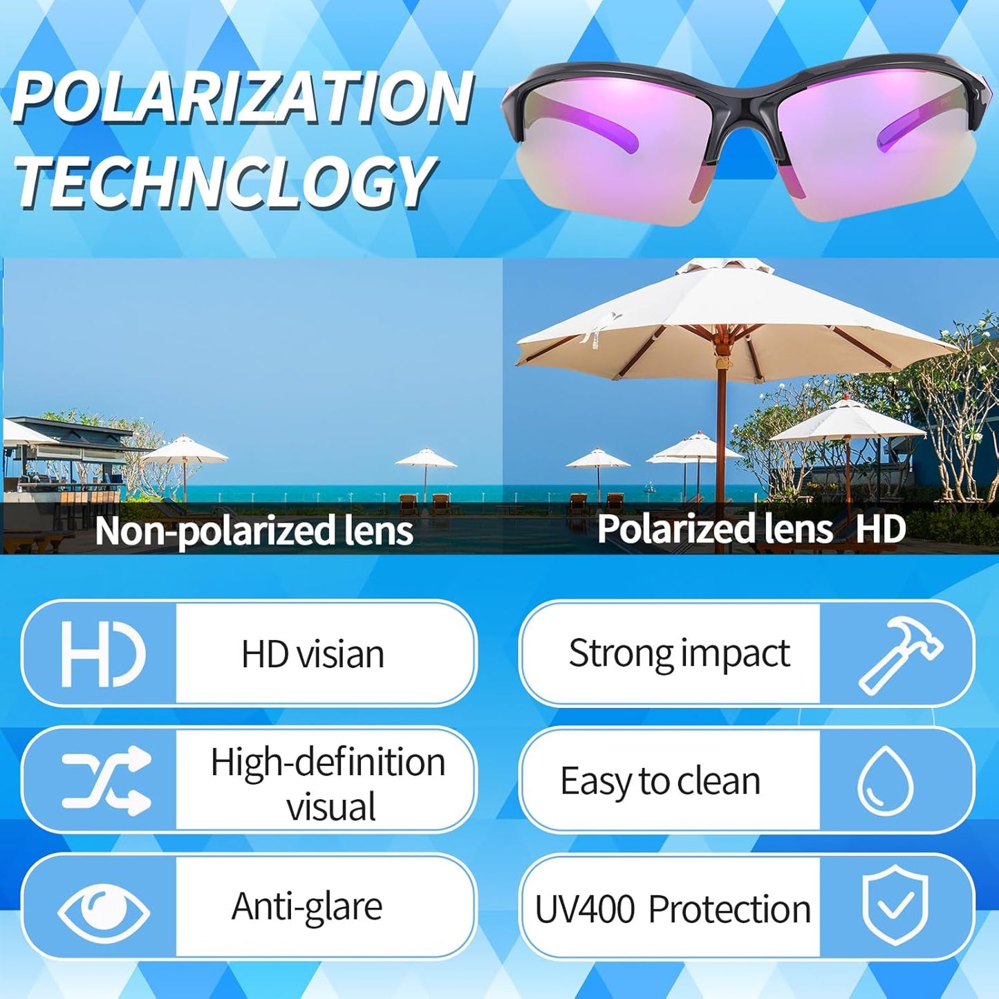 Skiennix Polarized Sports Sunglasses - UV Protection & Lightweight Wraparound Design | 4 Pack