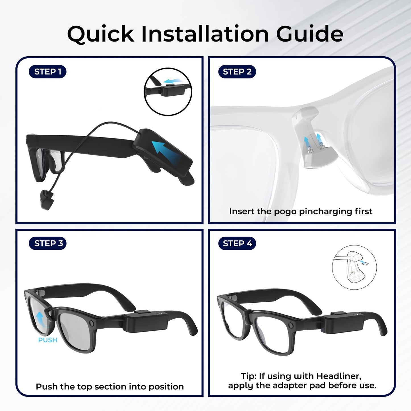 CLMTAS Charger Compatible with Ray-Ban Meta Gen2 Smart Glasses Wayfarer Skyler Headliner Oakley HSTN Extends Usage time by 1.3 Times, Ultra-Lightweight Clip-on Design Charge and use simultaneously
