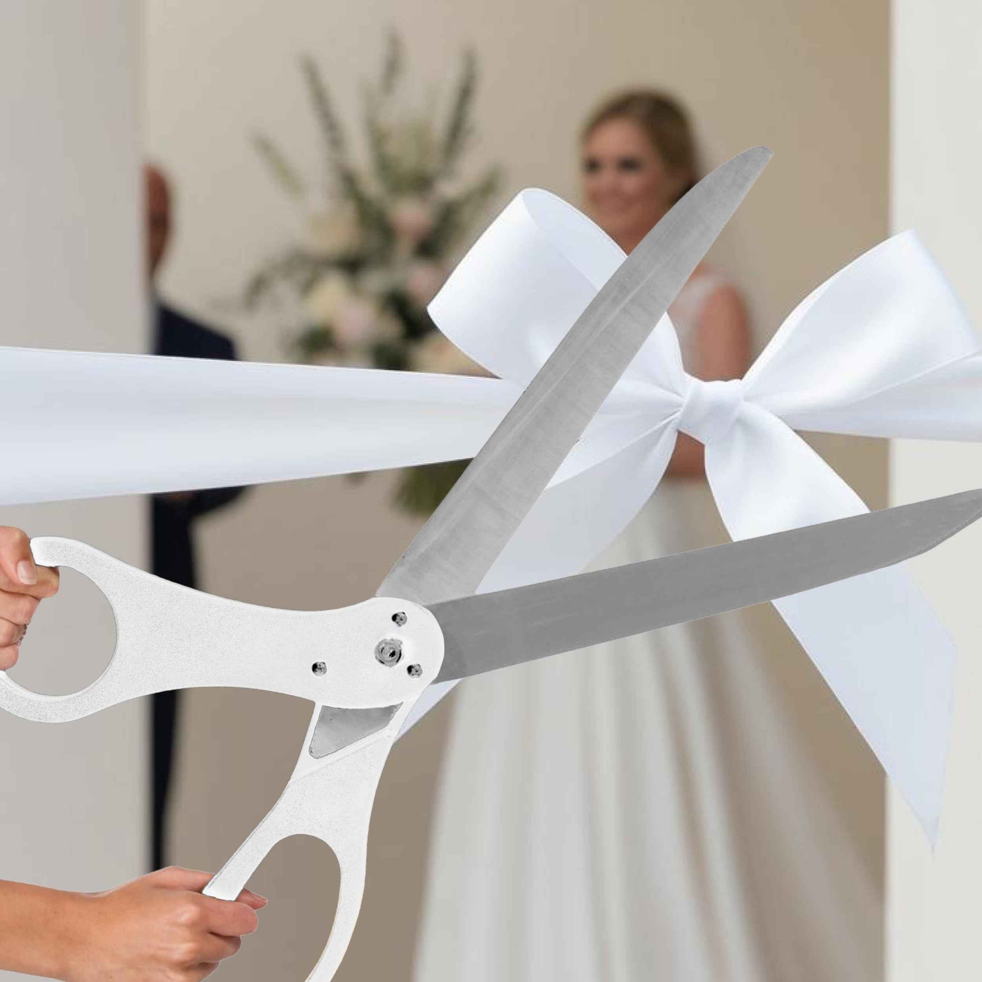 25" White Ceremonial Scissors – Giant Ribbon Cutting Scissors for Grand Opening Large Shears for Ceremony Supplies Big 25 Inch Shears for Events Ribbon and Decorations Kit