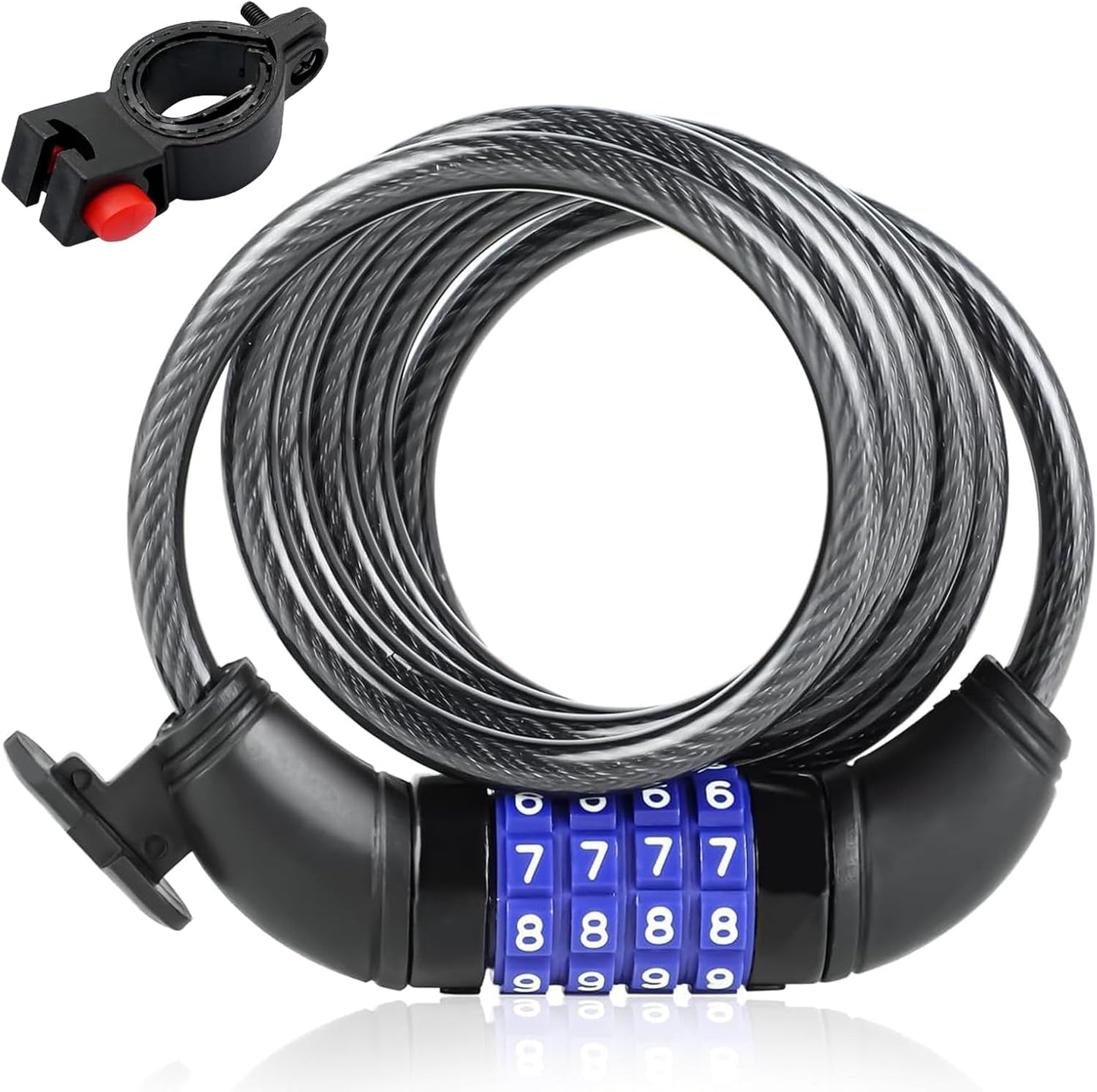 Skiennix 4-Digit Security Bike Lock Cable - Anti-Theft Resettable Combo Lock for E-Scooters & Bicycles