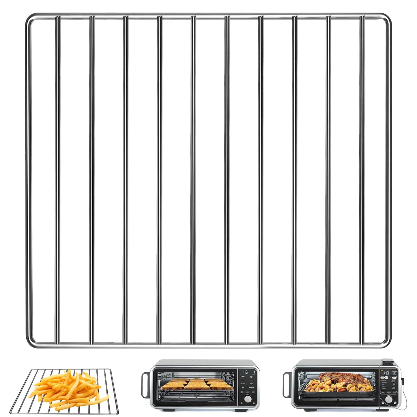 GWY Air Fryer Wire Rack for Ninja Foodi 13 in 1 SP351 SP301 Air Fry Countertop Toaster Oven, 13.5''×12.3'' Stainless Steel Air Fryer Replacement Parts Accessories Roasting Steamer Grill Racks Tray