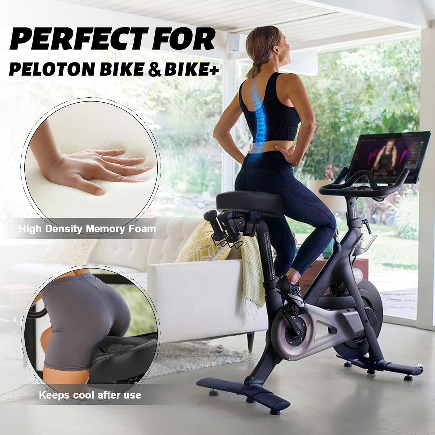 Noseless Bike Seat Cushion - Extra Padding for Men & Women | Oversized Comfortable Saddle for Peloton & Electric Bikes