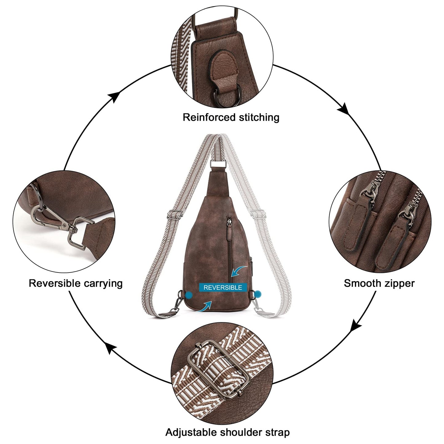 CLUCI Crossbody Bags for Women Men,Leather Sling Bag Cross Body Backpack for Woman Gifts for Women Birthday Unique
