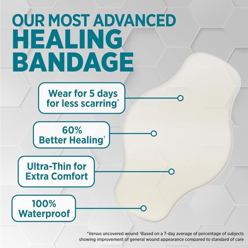 BAND-AID Pro Heal Hydrocolloid Bandages - 100% Waterproof, Ultra-Thin, Large Size, 6 ct | Advanced Healing