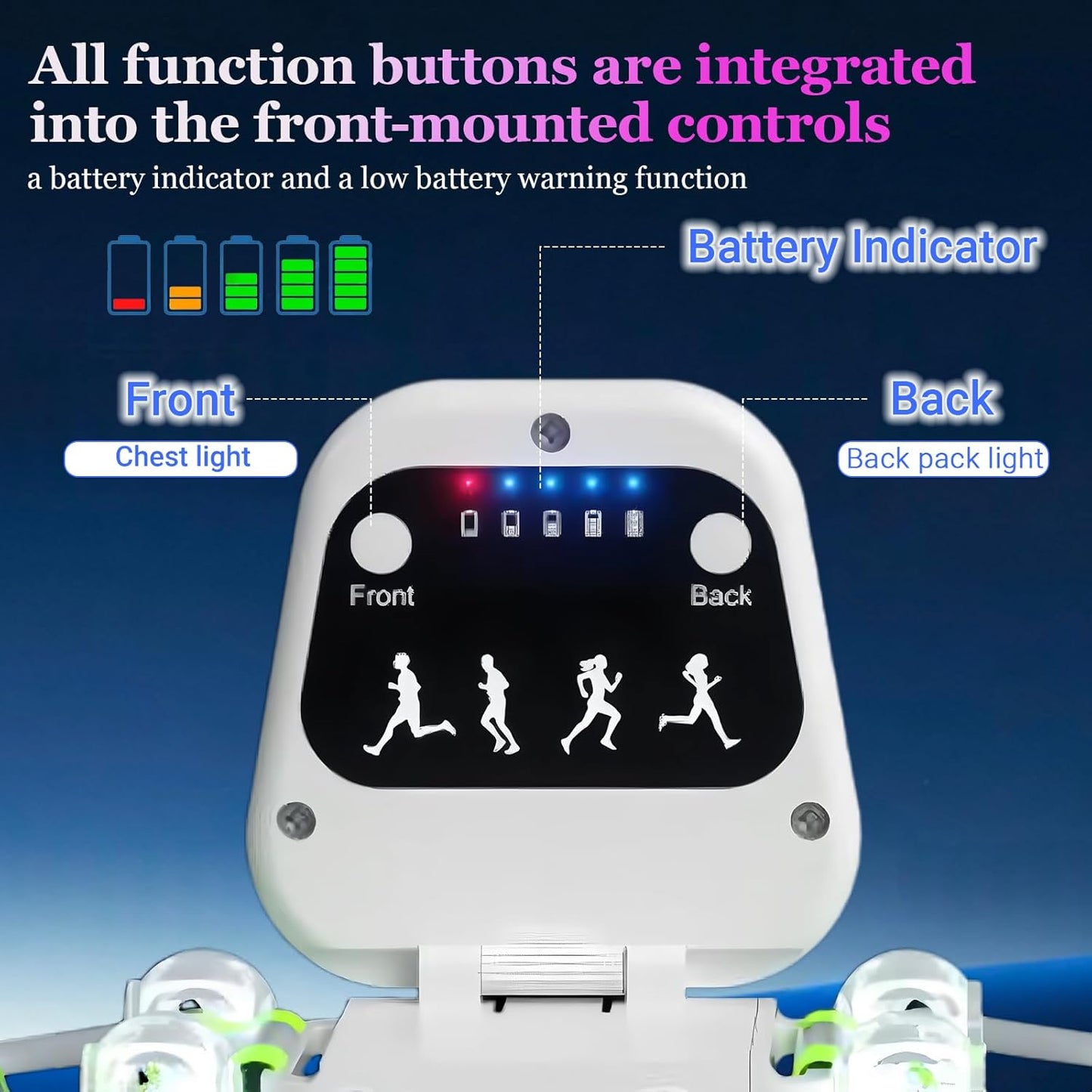 Skiennix Reflective Running Vest - Rechargeable LED Safety Gear with 3 Modes & 7 Colors | Adjustable Medium Size for Night Running, Cycling & Hiking