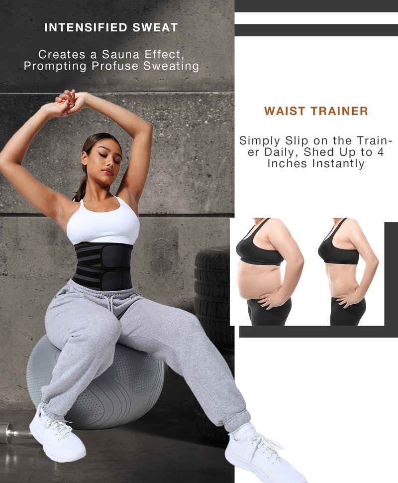 Lover-Beauty Waist Trainer for Women with Strap, Gym Corset Waist Trimmer, Body Shaper, Black, S