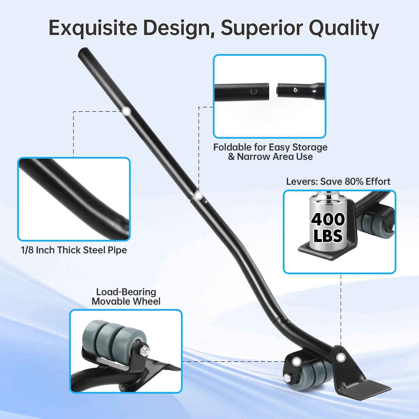 Furniture Lifter Tool, Appliance Lifter, Save 80% Effort, Lift Up to 400 Pounds Heavy Items, Furniture Lifter Jack for Heavy Furniture Appliance, Safely and Easily Lifting Furniture and Appliances