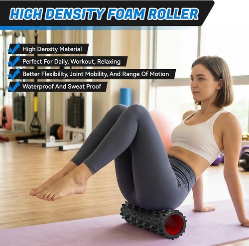 Foam Roller - High Density Deep Tissue Massager for Myofascial Release | 15" Black Diamond Texture