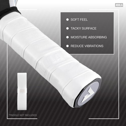 JOOLA Pickleball Paddle Replacement Grip Tape - Wrap for Pickleball Paddle - Feel-Tec Pure Grip - Moisture Wicking Surface & Comfort - Handle Wrap for Use with Overgrip - Black, White, or Gray