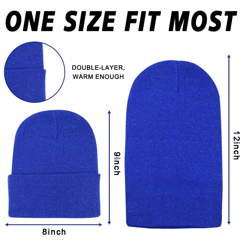 ZH 12-Pack Knitted Winter Beanie Hats for Men and Women, Warm and Cozy Cuffed Skull Caps, Bulk Purchase