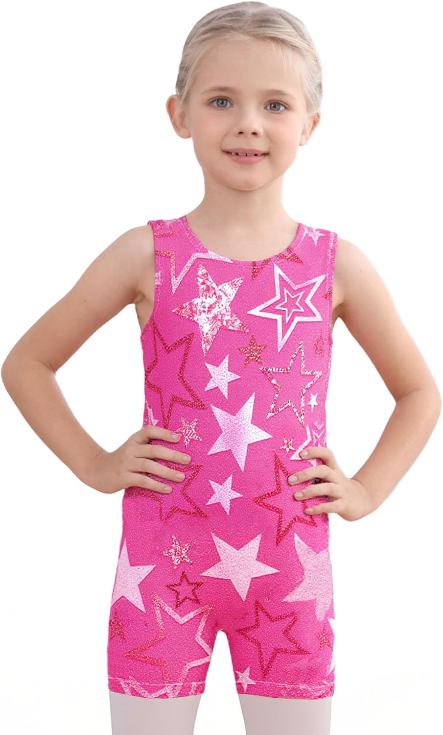 Snowheart Gymnastics Leotards for Girls - Sparkly Sleeveless Biketards 2-Pack for Dance & Tumbling Classes