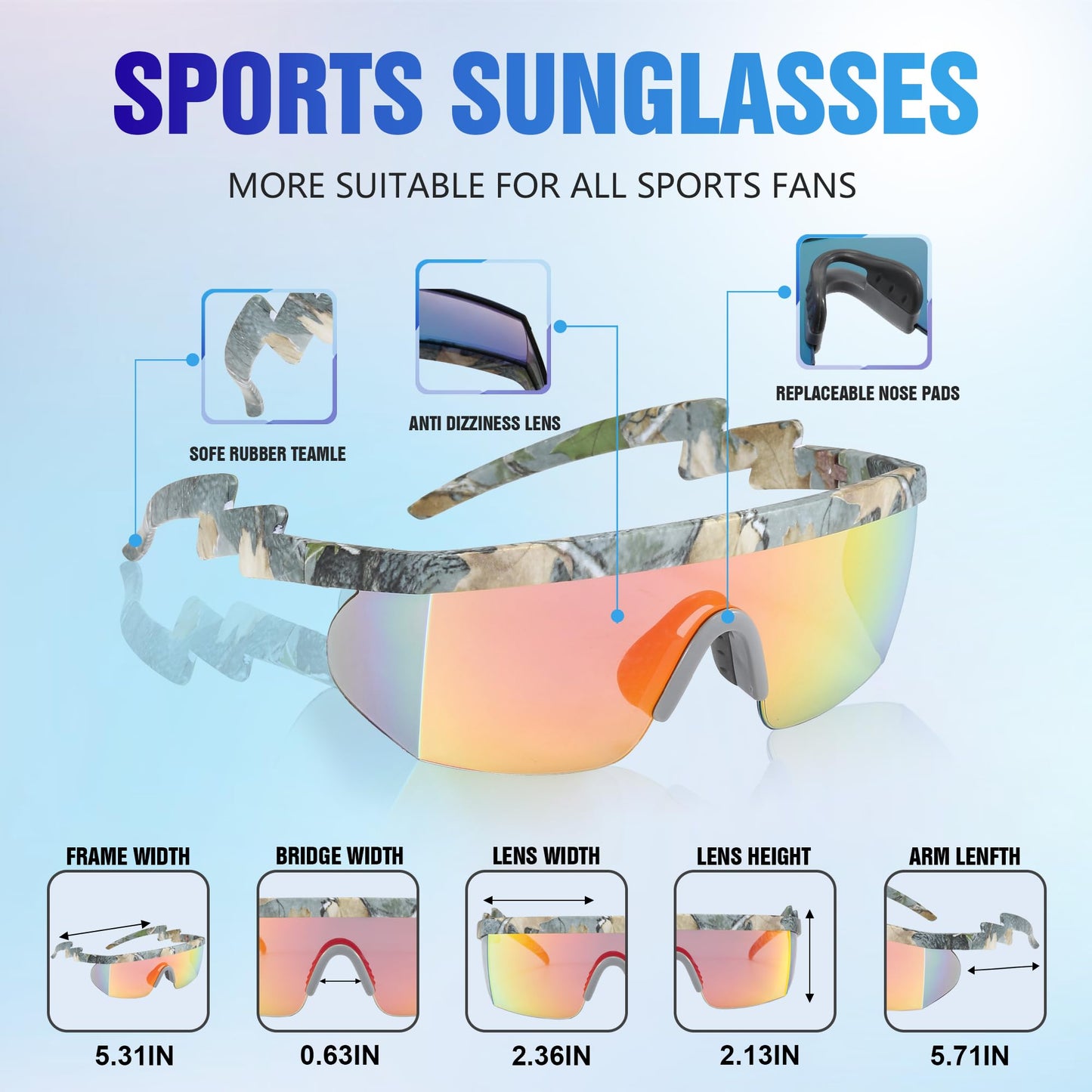 OZOKSKS Polarized Sports Sunglasses, Wavy Design cycling sunglasses-Women-Men, Cycling Sun Glasses UV Protection Driving Fishing (Grey Frame Red Lens)