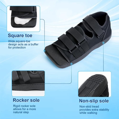 Estinko Post Op Shoe, Post Op Recovery Shoe, Adjustable Medical Walking Shoe for Post Surgery or Operation Foot Support, Broken Foot or Toe, Fracture or Ulcer, S, Male Size 6.5-8, Female Size 8-9.5