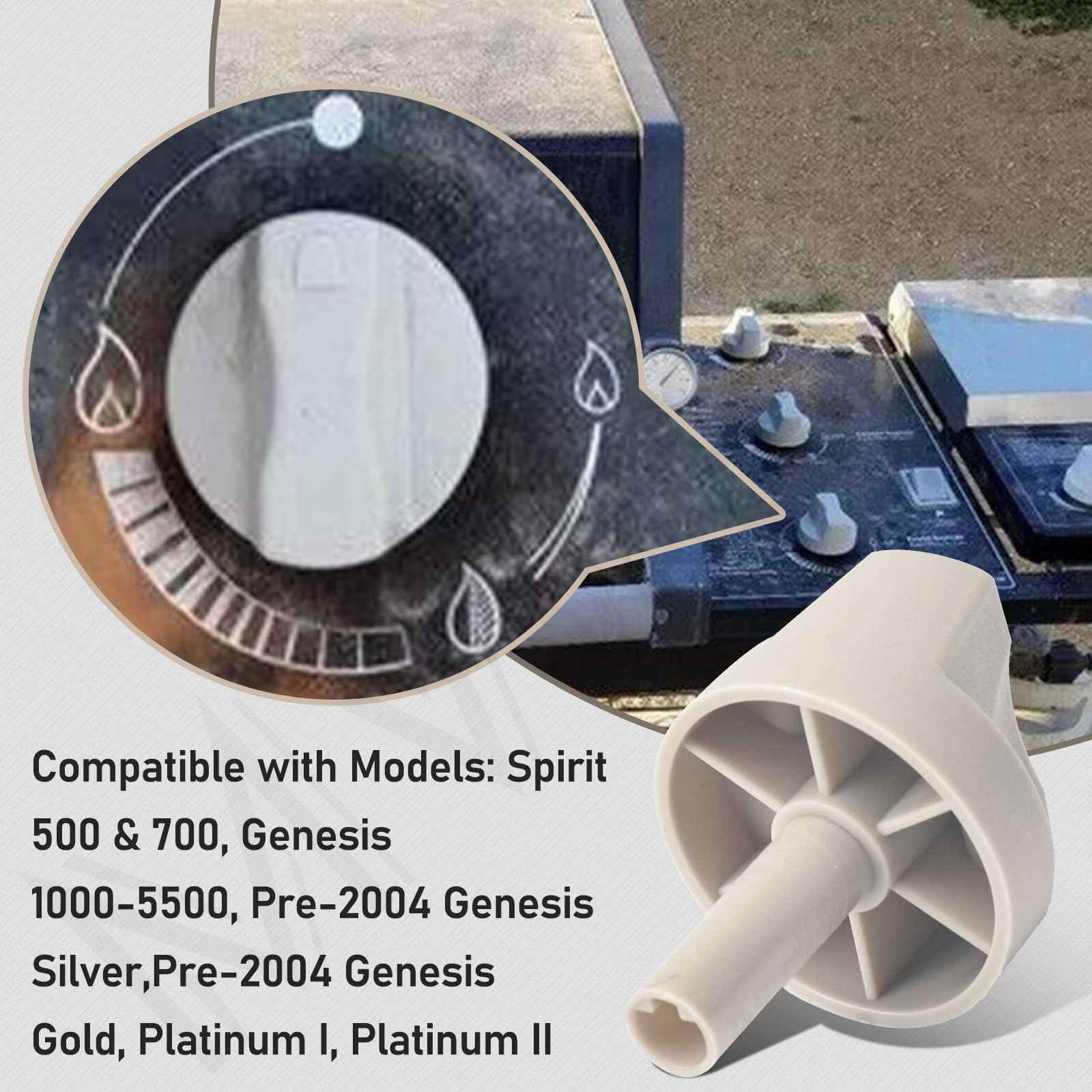 3-Pack 78960 Grill Replacement Control Knob (Stem Length 1-3/8") Compatible with Spirit 500 & 700 Genesis 1000-5500, Replaces 164670, 303614