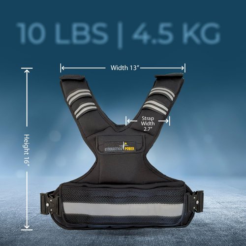GYMNASTICS POWER Weighted Vest for Men and Women – Adjustable Mid-Weight Workout Vest for Strength Training, Running, Cardio, Fitness & Cross Training (Black, 10 LB)