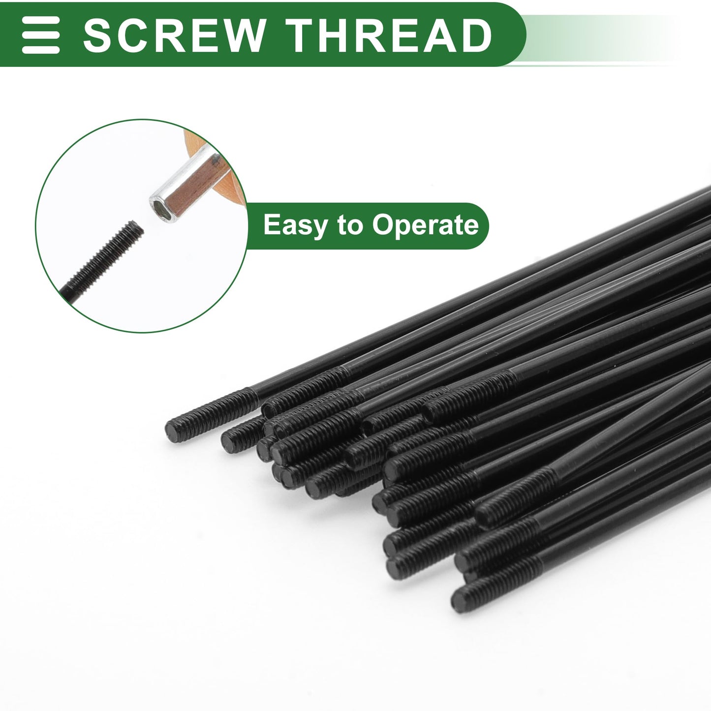 Motoforti Universal Bicycle Spokes Bike Wheel Spokes 14G 127mm Length Carbon Steel Black 1 Set