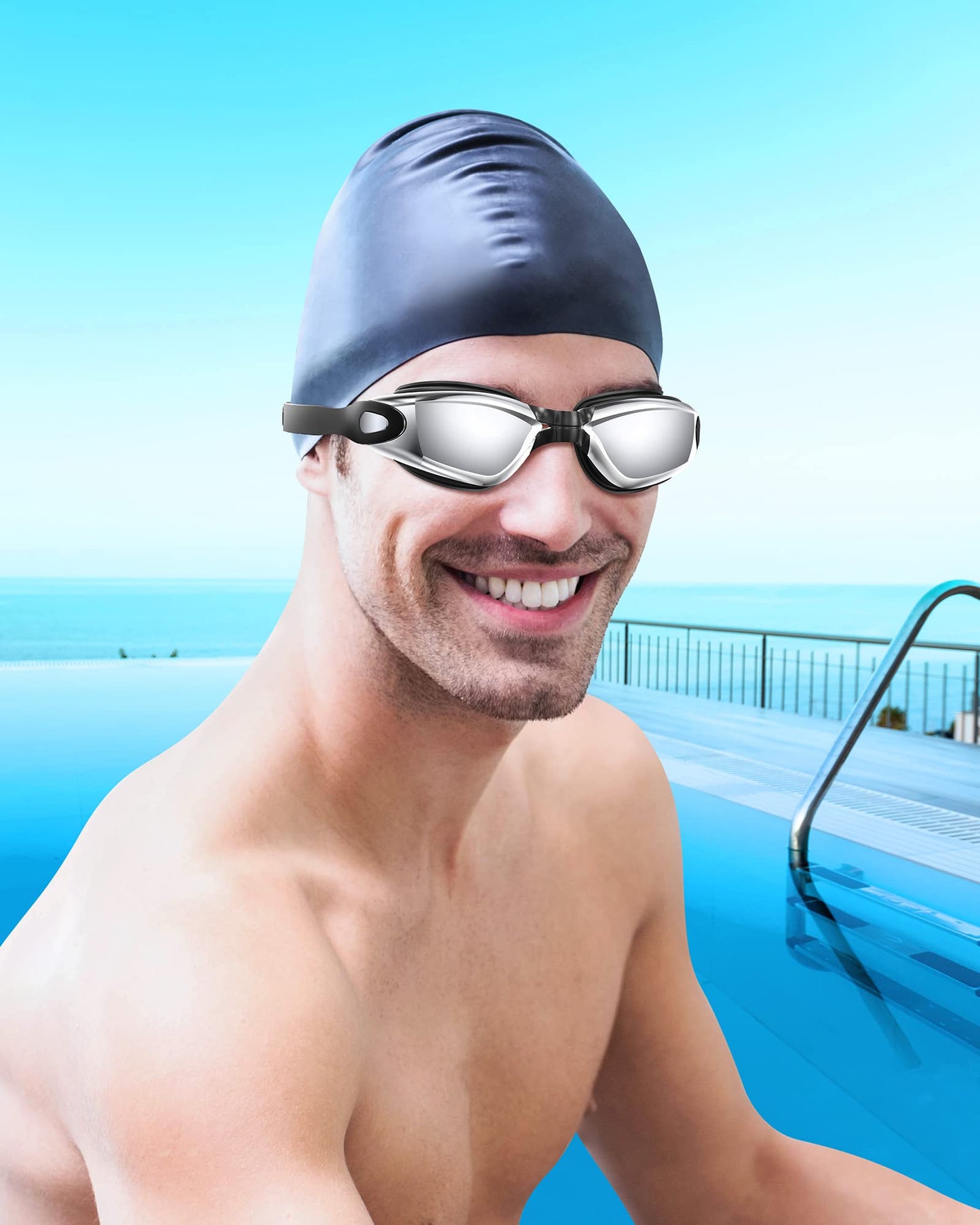 Aegend Swim Goggles, 2 Pack Swimming Goggles No Leaking Adult Men Women Youth, UV Protection, Anti Fog, Bright Blue