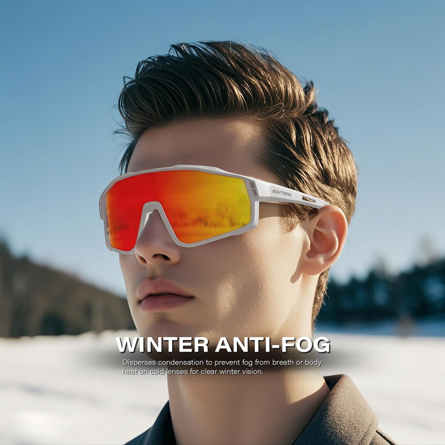 GONTSAM Polarized Cycling Glasses with Photochromic Effect, UV400 Protection, Sports Sunglasses with Winter Anti-Fog for Men & Women (Clear Gray)