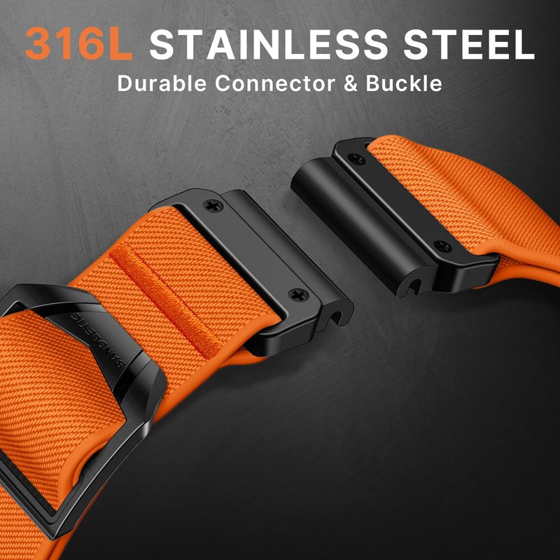 Bandletic Compatible with Garmin Fenix 8 47mm Band, Stretchy Nylon Quick Fit Strap for Instinct E&3 45mm/2/Fenix E/8 47mm/7/6/5/Forerunner 965/955/Epix 2/Approach S70 47mm/Tactix & Quatix 8-47mm
