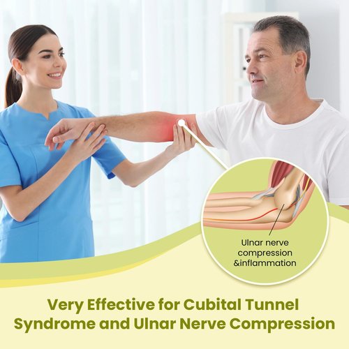 Cubital Tunnel Syndrome Elbow Brace Splint for Ulnar Nerve Entrapment, suitable for all day, with 3 interchangeable angle supports - M