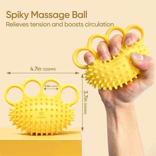 FitBeast Hand Exercise Ball Set–Stress Balls for Adults, Grip Strength Trainer Set for Rehab, Stress Relief, Arthritis, Carpal Tunnel, Hand Strength & Flexibility (3 Piece Set - Yellow Blue Red)
