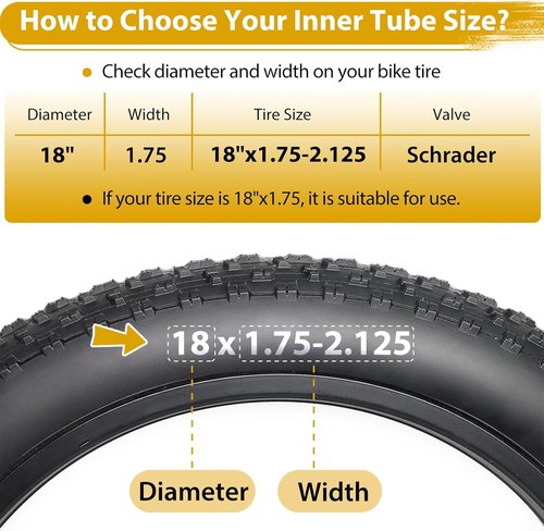 AV32mm Schrader Valve Bike Tubes by [Brand Name] - 2 Pack 18 Inch Butyl Rubber Inner Tubes with Tire Levers