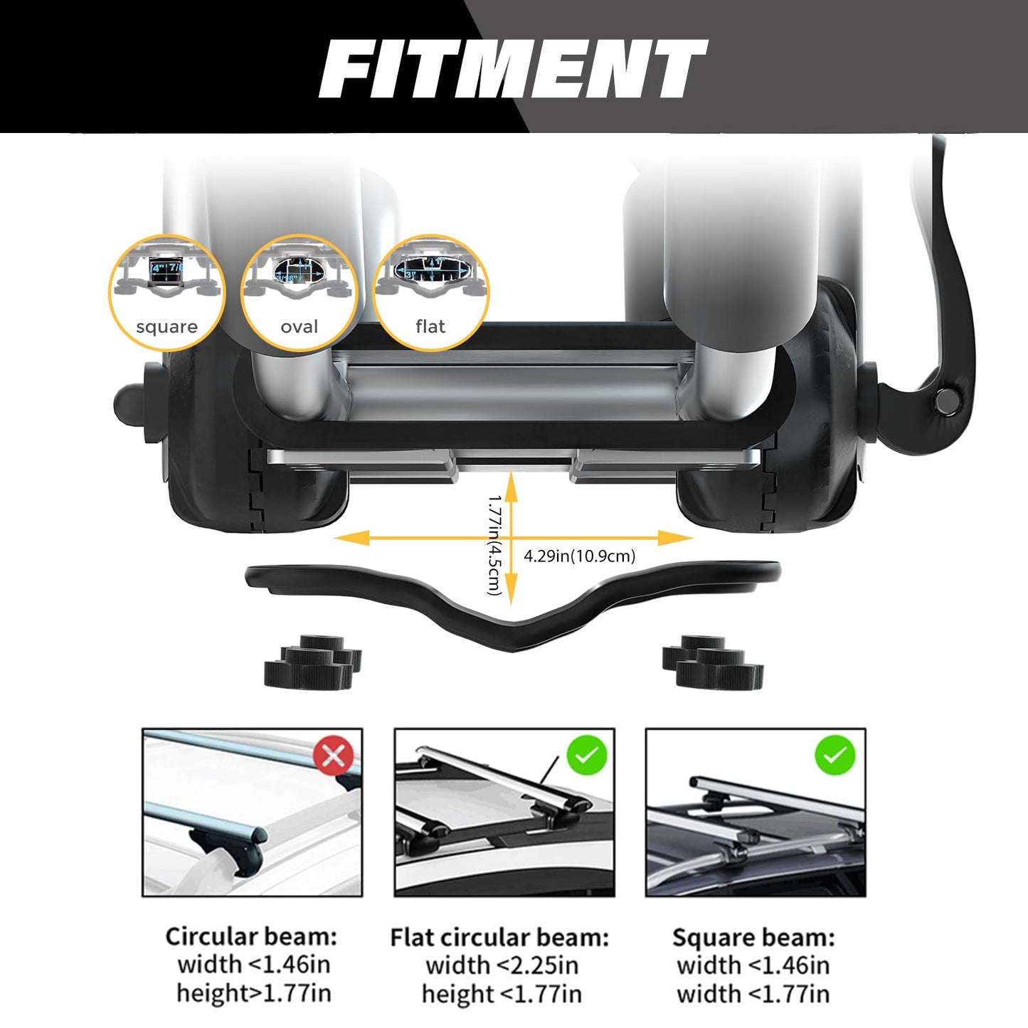 Kayak Roof Rack, Aluminum Kayak Carrier Folding J-Style Universal 4-in-1 Multifunction with Kayak Roller and Car Door Step for Canoe, SUP, Kayaks, Surfboard Rooftop Mount on SUV Car Truck Crossbars