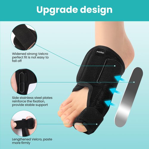 Promifun Toe Splint for Broken Toes - Big Toe Splint for Women & Men - Support Brace for Day & Night Use - Bunion Corrector - 1 Pair