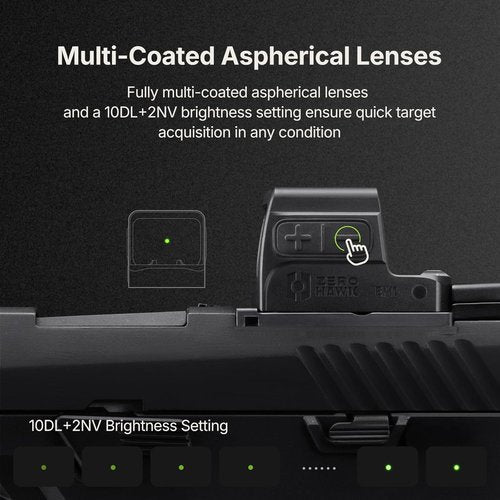 EM1 Enclosed Red & Green Dot Sight - 6/2 & 32 MOA Multi Reticle for Pistol | RMSc/K Footprint Compatible