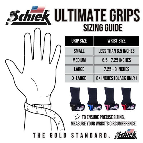 Schiek Sports 1900 Ultimate Hand Grip - 9 mm Thick Neoprene Grips for Weight Lifting (Blue, Large)