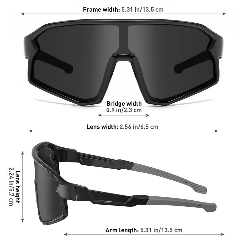 YAMAZI Kids Sunglasses Boys Baseball Sunglasses Polarized for Cycling Softball Beach - Youth Sports Sunglasses for Boys Girls Children UV Protection with Strap Age 6-12 (Black)