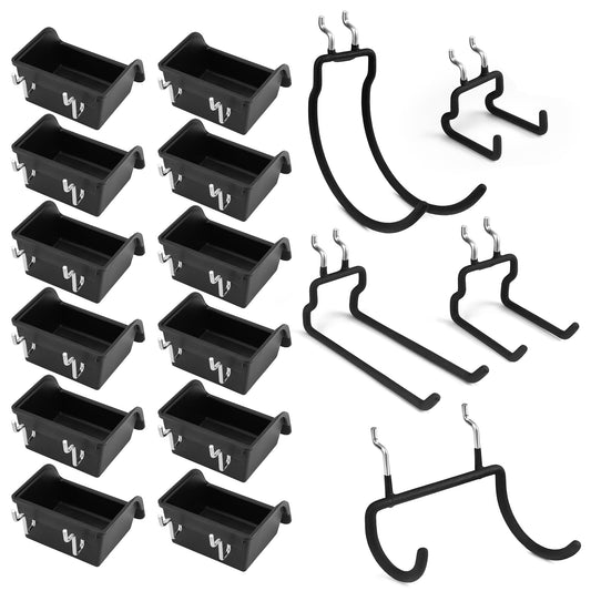 ELEAD 17PCS Pegboard Hooks with Peg-Board Bins Accessories: Heavy Duty Pegboard Drill Holder, Pegboard Accessories Organizer for Organizing Various Tools in Garage Home Craft Room