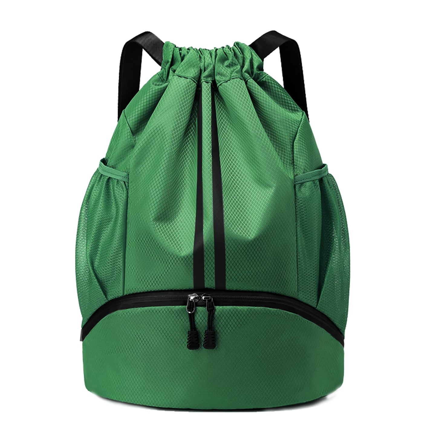 JELUTAR Drawstring Backpack Gym Bag with Shoes Compartment for Soccer, Basketball, Swim, Water-Resistant String Backpack Beach Cinch for Women Men, Dark Green