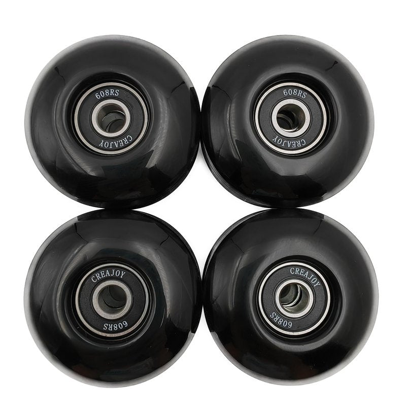 CREAJOY Skateboard Wheels, 52mm 95a, Set of 4 with Bearings (Black)