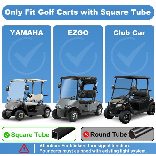 Golf Cart Mirror Universal with Turn Signal Light Golf Cart Side Mirrors Rear view Mirrors for Club Car EZGO Yamaha