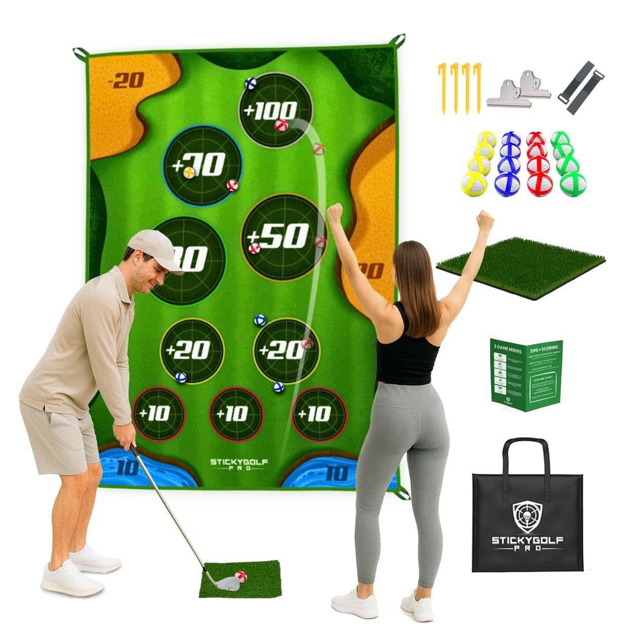 Golf Game for Adults Outdoor Indoor - Backyard Chipping Set with Sticky Balls - Family Entertainment Multi-Player Action - Friend and Party Activity - Gift for Golfers (no Club)