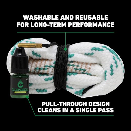CLENZOIL Field & Range Cobra Bore Cleaner | Gun Barrel Cleaning Tool | Brass Brush Embedded in Cotton Bore Rope