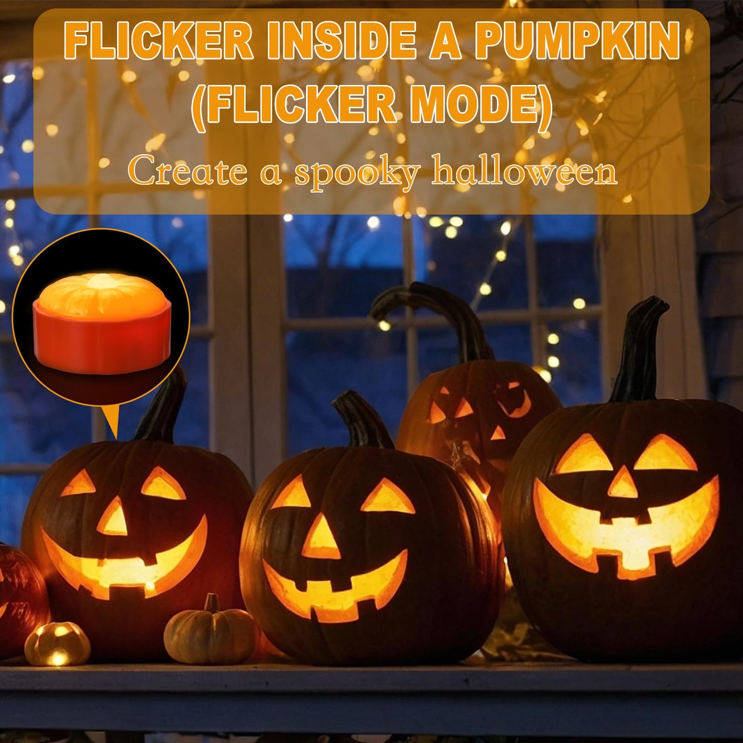 Cosyiker 4-Pack Halloween LED Pumpkin Lights with Remote and Timer, Bright/Flickering Battery Operated Jack-O-Lantern Orange/White Halloween Decor Flameless Candles for Pumpkin Decorations