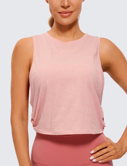 CRZ YOGA Pima Cotton Tank Tops for Women - Loose Fit Sleeveless Workout & Yoga Crop Shirts