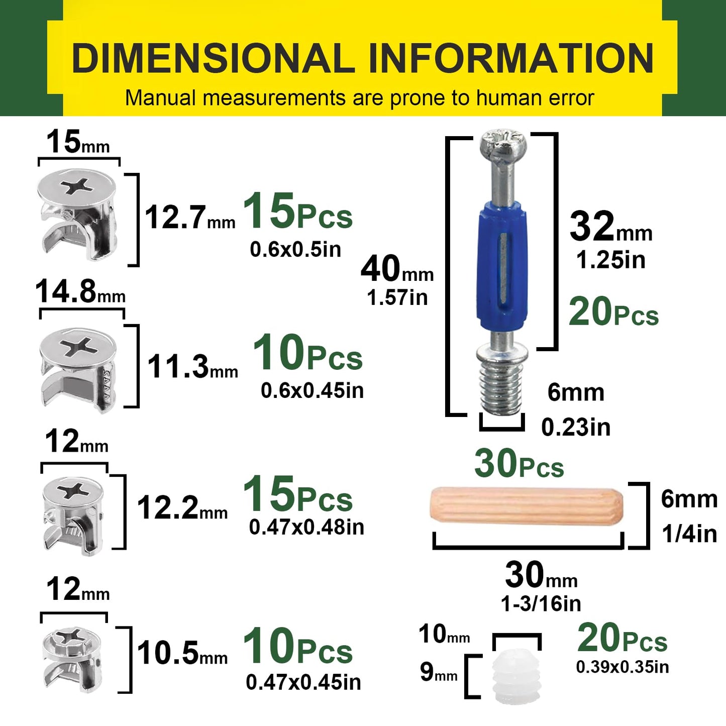 Tanbupu 120PCS Cam Locks for Furniture,3-in-1 Eccentric Hardware Wheels, Cam Lock Nuts and Cam Screws, Furniture Cam Lock Fasteners for Drawer Dresser Cabinet