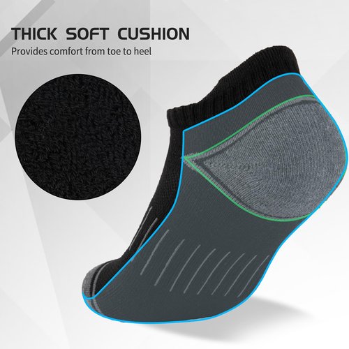 Heatuff 12 Pairs Men's Ankle Running Socks Cushioned Low Cut Athletic Sports Casual Tab Socks