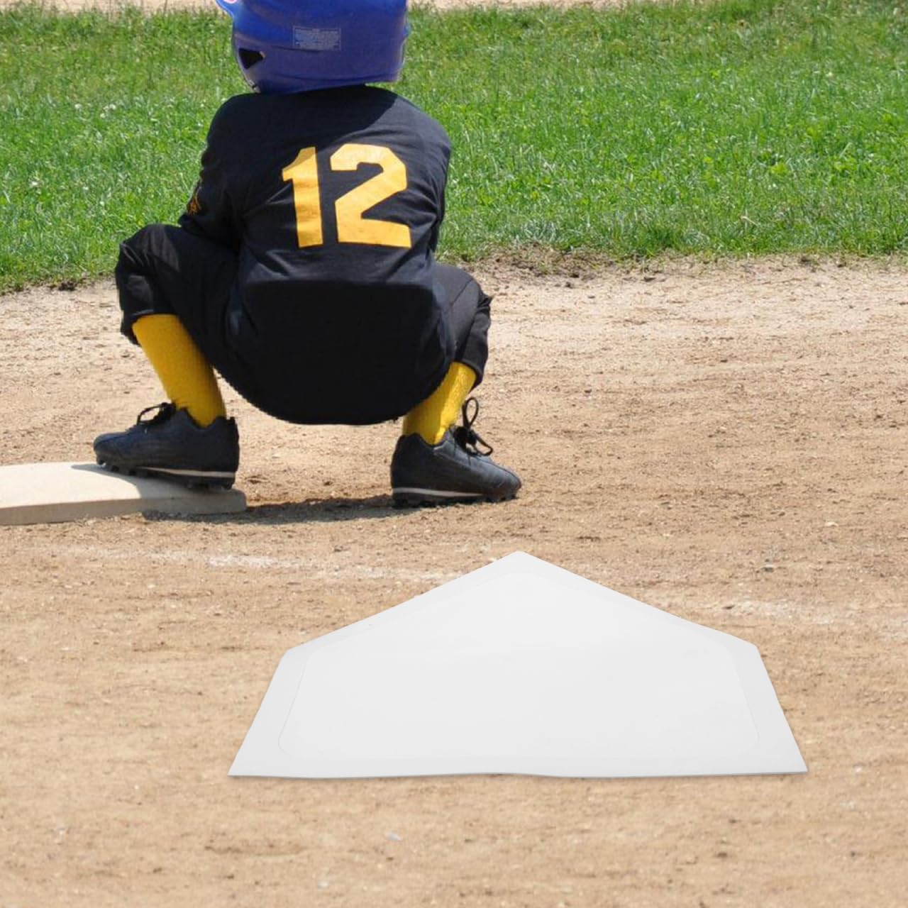 Baluue Baseball Home Plate Mat 16.53In TPE Rubber Training Base Flat Marker for Pitching Practice and Indoor Use Suitable for Baseball and Softball Players