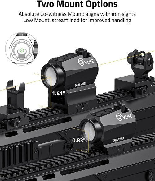 CVLIFE Green Dot Sight - 2 MOA Reticle with 50,000H Runtime | 1x20mm Optics Scope, IPX7 Waterproof
