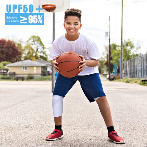 Hercicy 2 Packs Boys' Youth 3/4 One Leg Compression Tights Basketball Leg Sleeve Leggings Pants Athletic Base Layer