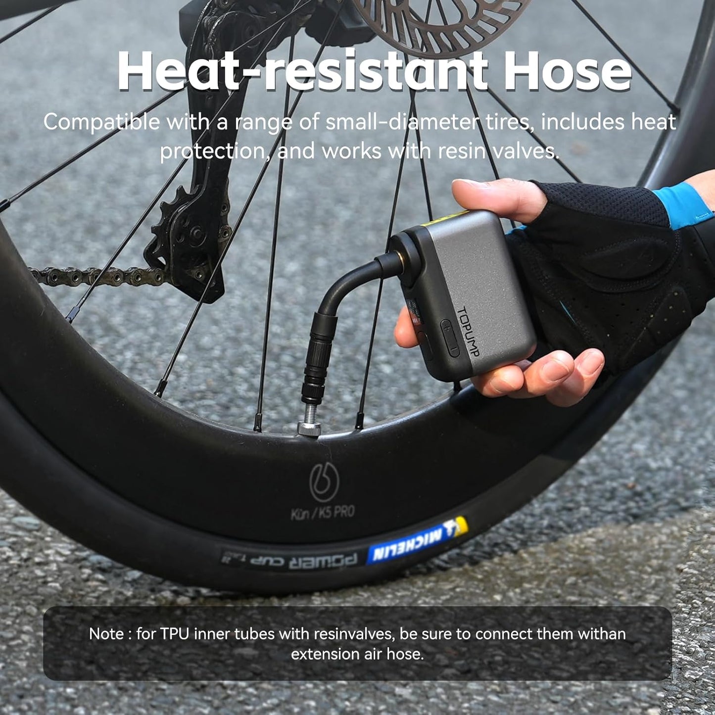 TOPUMP Mini Bike Tire Pump - 120PSI Portable Electric Air Pump with Gauge & Auto Stop | Type-C Rechargeable
