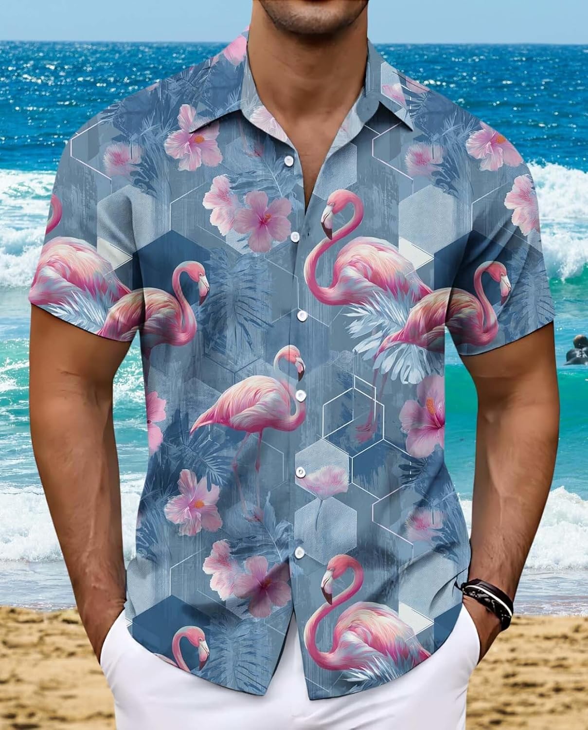 Skiennix Men's Floral Beach Shirt - Short Sleeve Tropical Print for Vacation | Stylish Hawaiian Design