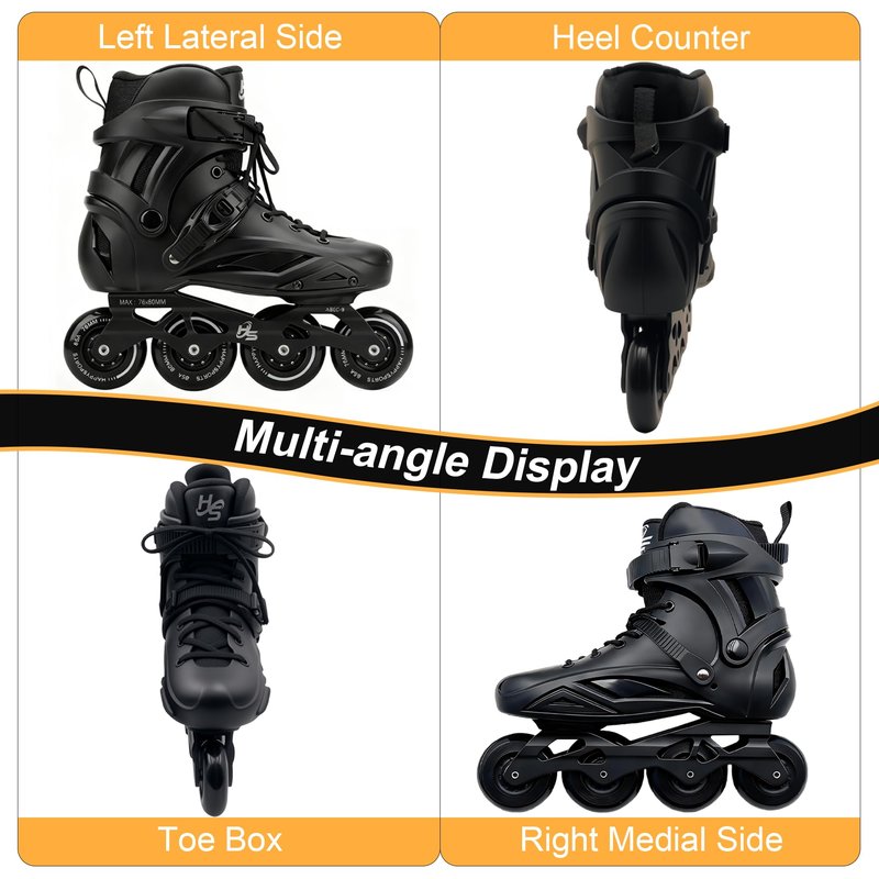 HSHVHSH Inline Skates for Women Men, Professional Fitness Roller Skates Blades with PU Wheels for Male, Female, High Performance Skates for Beginner, Black (Men10-11/Women11-12)