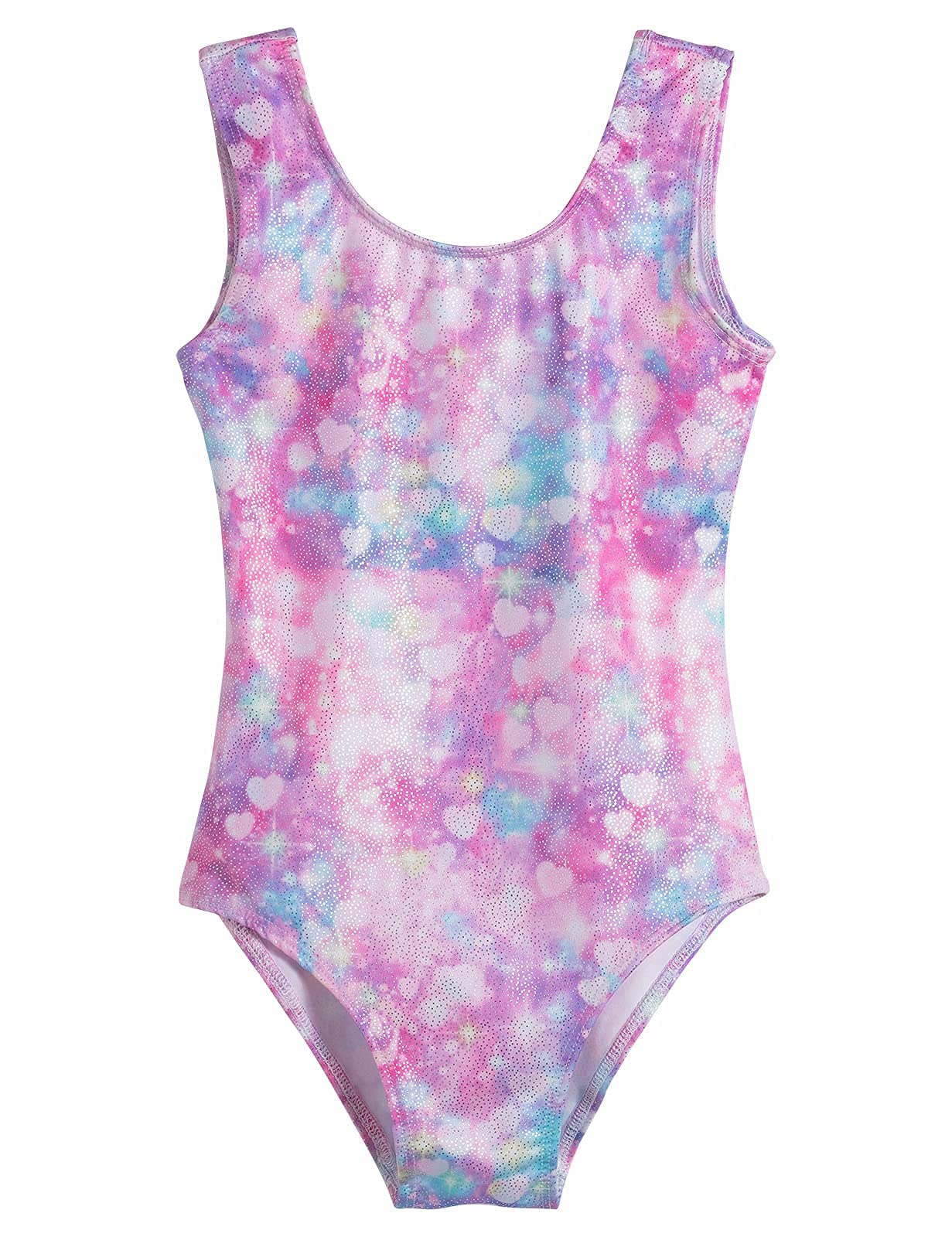 Domusgo Gymnastics Leotards for Girls 2t 3t Purple Hearts Sparkly One Piece Tumbling Outfits