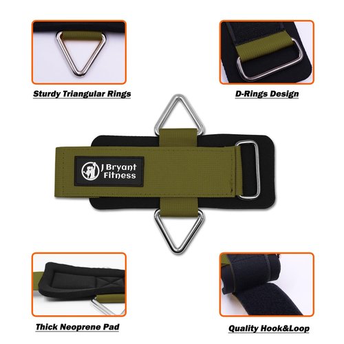 J Bryant Fitness Wrist Cuffs for Cable Machines – Heavy Duty Adjustable Wrist Straps with 7mm Neoprene Padding for Strength Training, Pull Exercises, and Forearm Support (Green, Medium)